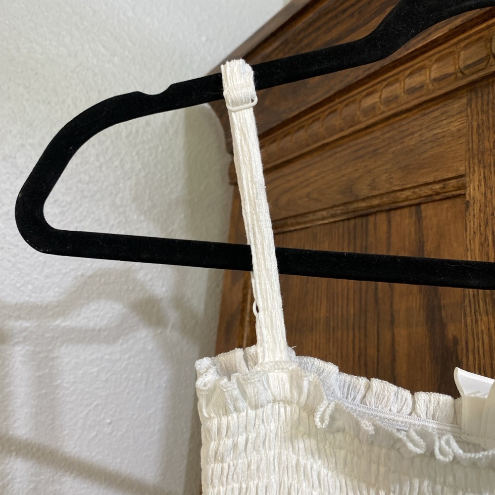 H&M Scalloped Midi Dress Adjustable Spaghetti Straps Size S, White - Picture 3 of 10